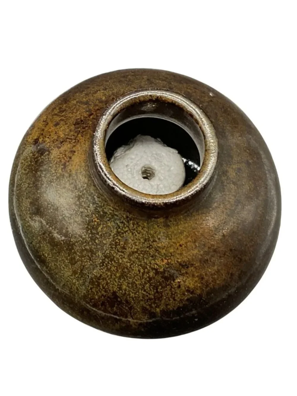 Handmade Ceramic Vase With Textured Brown Glaze Signed Base Rustic 4